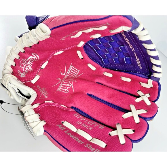 Rawlings 10 Inch Highlight Leather Tee Ball Glove HFP10PPW Purple Pink New - Picture 10 of 10